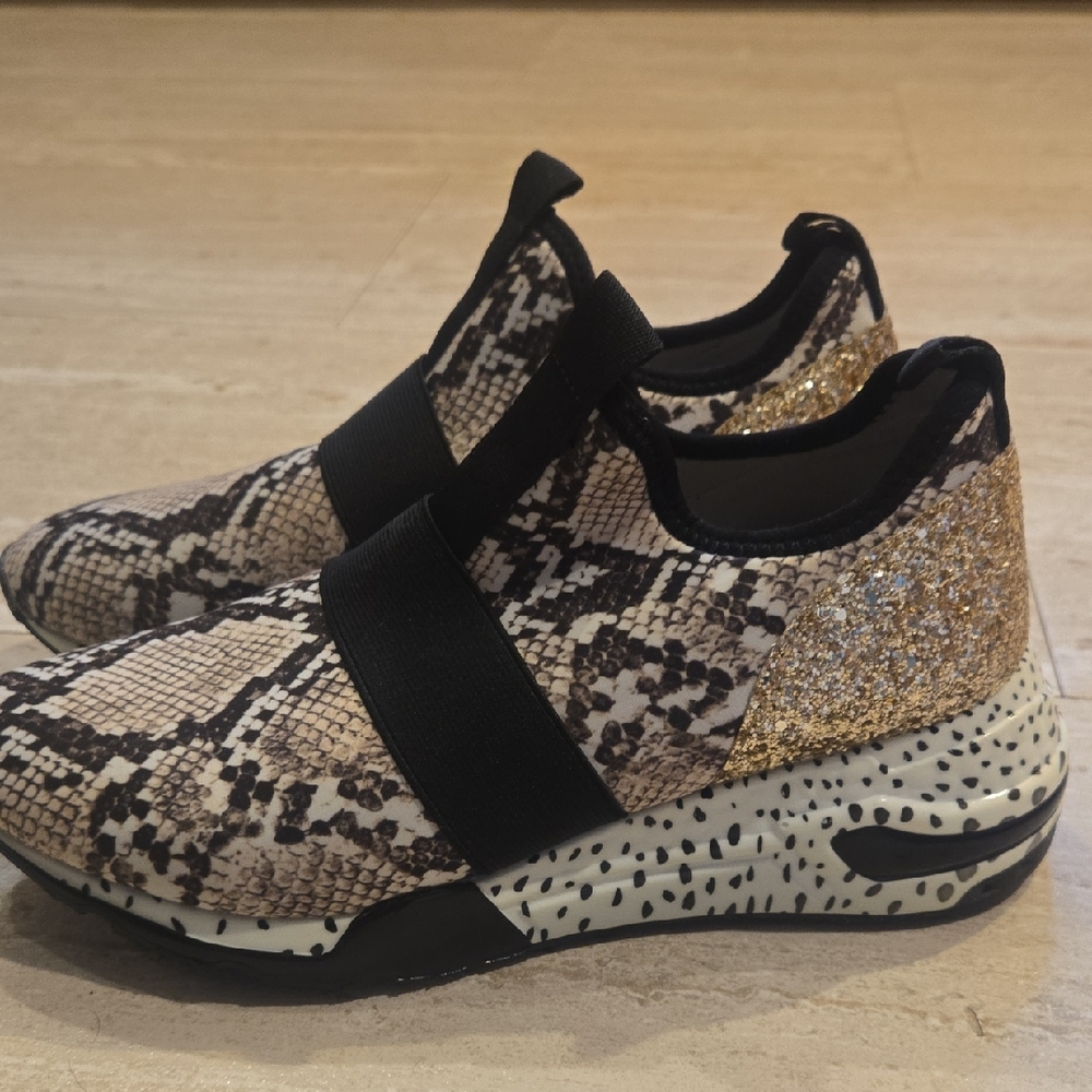 Steve Madden Nital Faux Snakeskin Platform Slide Sneakers